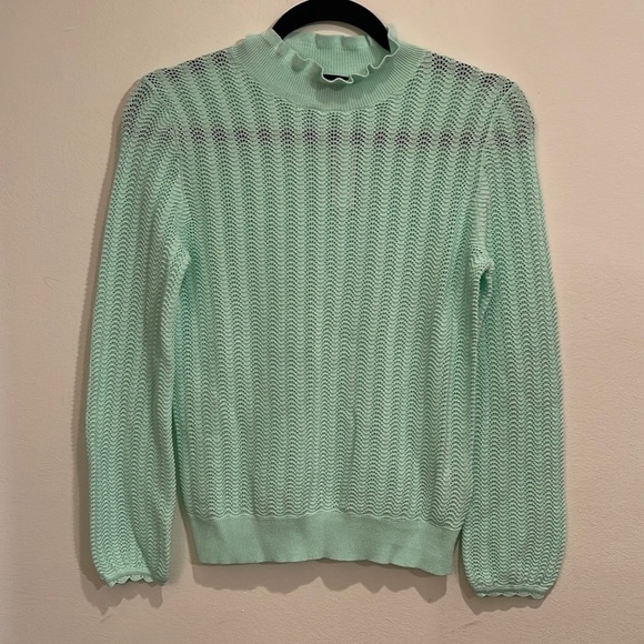 J. Crew Mint Crochet Pullover Sweater - Picture 1 of 5
